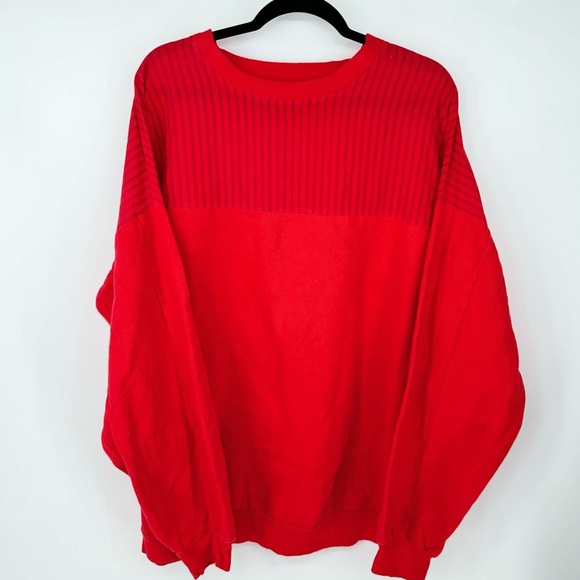 Le Tigré Vintage 90s Striped Top Mixed Media Canvas Long Sleeve Baggy Sweater - Picture 1 of 4